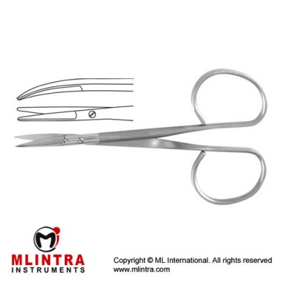 Ribbon Iris Scissor Curved - Flat Shanks - Blunt , 10 cm - 4"